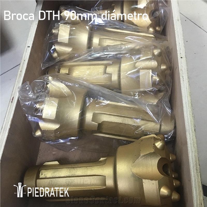 Broca 90mm DTH diametro, 10 insertos canteras