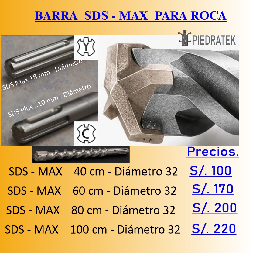 Broca SDS MAX (32mm *600mm) punta diamantada tipo cruz